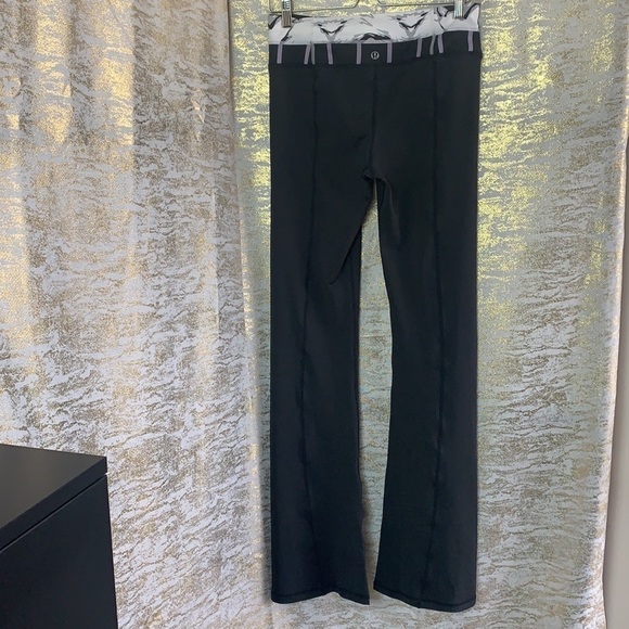 LULULEMON Athletica Black/White Wunder Under Pant Size 8 - Picture 5 of 14